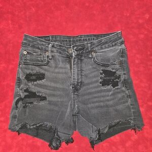 American Eagle Outfitters Charcoal Distressed Jean Shorts